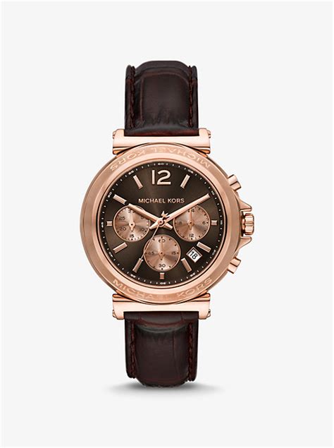 michael kors mk2150 embossed leather ladies watch|Oversized Maren Rose Gold.